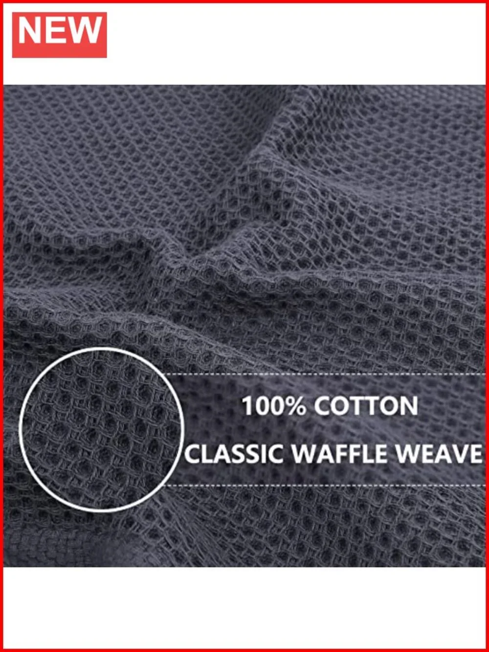 Cotton Waffle Weave Kitchen Dish Cloths 6-Pack Absorbent 12x12